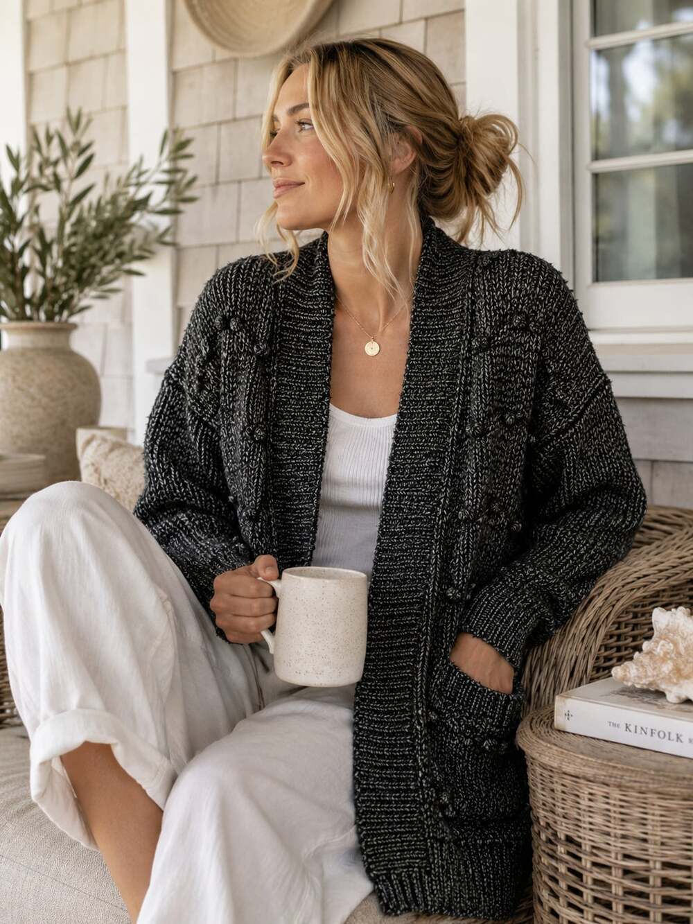 Victoria’s Secret Chunky Knit Alpaca Wool Blend Open Cardigan Oversized